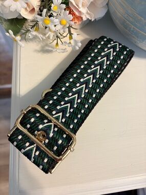 Pom Pom London Navy and Green Strap NWOT